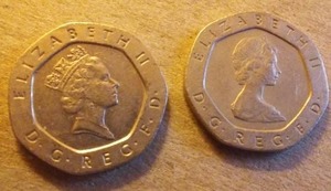 lot 169 image: British 20 Pence (Qty 2) Coins.