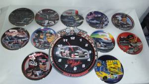 lot 271 image: NASCAR Dale Earnhardt Clock And Collector Plates.