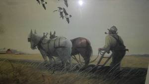 lot 302 image: Les Kouba Print, Fall Plowing.