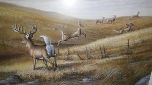 lot 305 image: John C Green Print, Fenceline Crossing.
