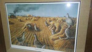 lot 308 image: Les Kouba Print, Sharptails At Harvest Time.