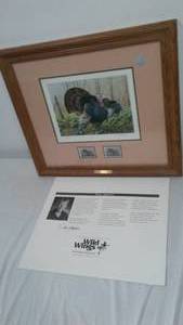 lot 356 image: Jim Kasper Wild Turkey, Turkey Stamp MN 1999.
