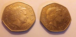 lot 434 image: British 50 pence (2)