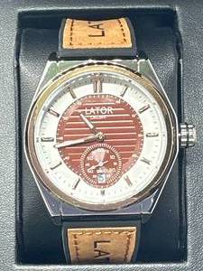 lot 26 image: Brand New Mens Lator Calibre Hybrid Leather Rubber Strap Watch $749 Retail