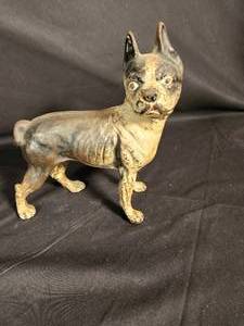 lot 12 image: Vintage Early 20th Century Cast Iron Boston Terrier Door Stop with Original Paint