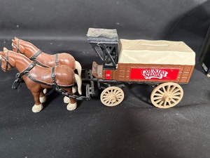 lot 107 image: Set of Two- Horse and Carriage Diecast Bank, Vintage Banthrico 1915 Ford Roadster Brass Bank