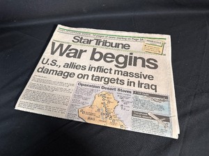 lot 59 image: 1991 War Begins MN Star Tribune Headline Paper