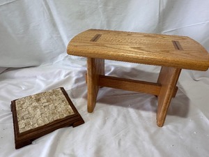 lot 179 image: Handmade Wood Footstool and Trivet
