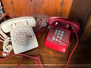 lot 187 image: Two Vintage Landline Phones - One Push Dial and One Rotary Dial