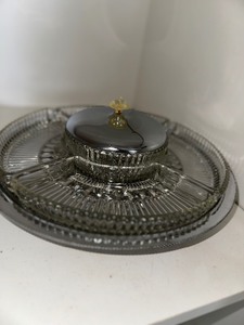 lot 207 image: Mid Century Modern Kromex Lazy Susan Servingware Set