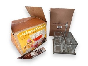 lot 212 image: Vintage Arlington Punch Set and Silverware Caddy