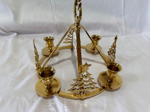 lot 122 image: Vintage Heavy Brass Christmas Tree Candleholder