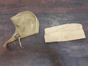 Vintage Canvas Pilot Aviator Cap and Garrison Cap