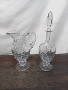 Crystal Decanter and Pitcher