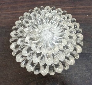 3 Vintage Clear Glass Sunflower Ashtrays