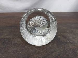 Mats Jonasson Crystal Hedge Hog Paper Weight