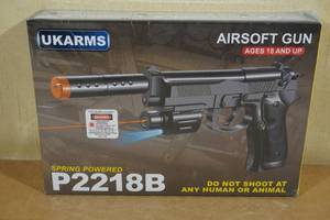 lot 223 image: UKArms P2218B Spring Powered Airsoft Pistol with Laser