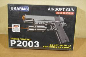 lot 225 image: UKArms P2003 Spring Powered Airsoft Pistol with Laser