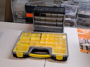 lot 151 image: Lot of (2) Parts Organizers - Suitcase and Cabinet