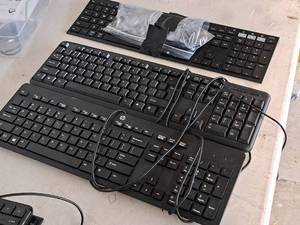 lot 204 image: (2) USB Wired Computer Keyboards, (1) Wireless Computer Keyboard and (1) Wireless Mouse