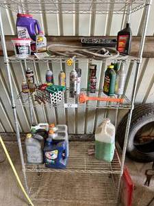 lot 90 image: Storage Shelf with Shop Supplies