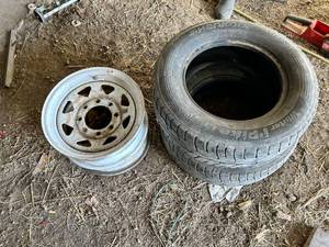 lot 110 image: Lot of Two 23565R16C Hankook Trailer Tires with Rims
