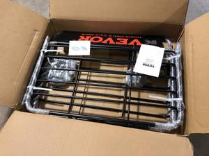 lot 1 image: Roof Rack Cargo Basket 200 LBS. Capacity 46 in. x36 in. x4.5 in. Rooftop Cargo Carrier for SUV Cars Pickup Off-Road Customer Returns See Pictures