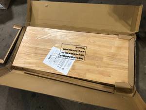 lot 23 image: HARDWOOD REFLECTIONS The Quick Bench 4 ft. Folding Workbench UV Finish Customer Returns See Pictures