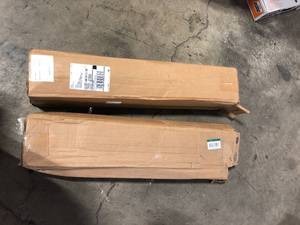 lot 29 image: Lot of 2 Workforce Black 36 in. x 10 ft. Vinyl Diamond Plate Commercial Grade Matting   Customer Returns See Pictures