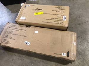 lot 18 image: Woodlin Sable Buffet with Glass Door Customer Returns See Pictures