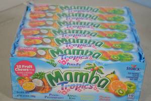 lot 23 image: Pack of Mamba Tropical Fruit Chews 24 Bars, 18 Chews Per Bar Best By 08312024