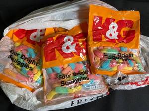 lot 164 image: Sour Bright Squiggles Sour Gummy Worms - 6-Pack Best By 06282024