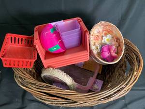 Cute Storage Containers & Two Large Baskets