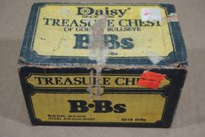 lot 24 image: Vintage Daisy Treasure Chest of Golden Bullseye BBs