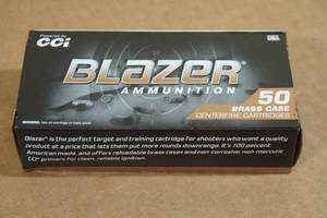 lot 91 image: 50 CCI Blazer Brass 9mm Luger 124 Gr FMJ Ammo