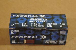 lot 116 image: 10 Federal Shorty 12 Gauge 1-34 8 Shot Shotshells