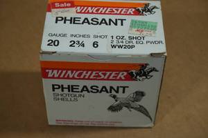 lot 131 image: 25 Winchester Pheasant 20 Gauge 2-34 6 Shot Shotshells