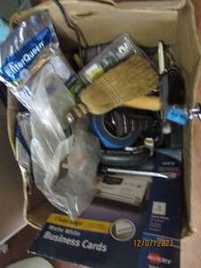 lot 48 image: Box of home improvement and automotive supplies