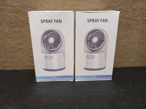 lot 51 image: 2 NEW SPRAY AND MIST RECHARGEABLE FAN