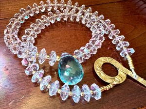 lot 18 image: Sparkling Crystal Beaded Necklace with Topaz Crystal Pendant
