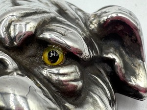 lot 5 image: Vintage Sterling Bulldog Brooch with Glass Eyes
