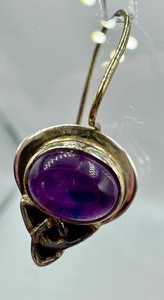 lot 29 image: Pair of Sterling and Purple Cabochon Earrings