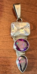 lot 57 image: Beautiful Sterling (960) and Amethyst Quartz Pendant