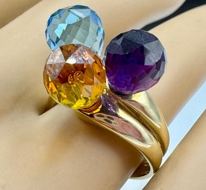 lot 89 image: Stunning 14k Gold Amethyst, Topaz and Citrine Ring