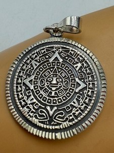 lot 111 image: Sterling Silver Mayan Calendar Pendant