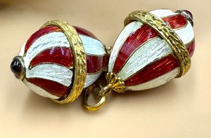 lot 117 image: Pair of Enamel Egg Shaped Pendants