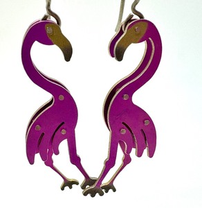 lot 156 image: Pair of Metal Flamingo Earrings by E. Douglas Wunder