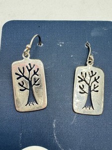 lot 211 image: Sterling Silver Earrings with Tree Cut Out Design