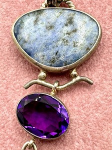 lot 206 image: Sterling Silver, Sodalite and Amethyst Pendant