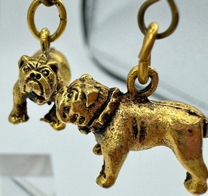 lot 183 image: Pair of Fun and Whimsical Bulldog Dangle Earrings